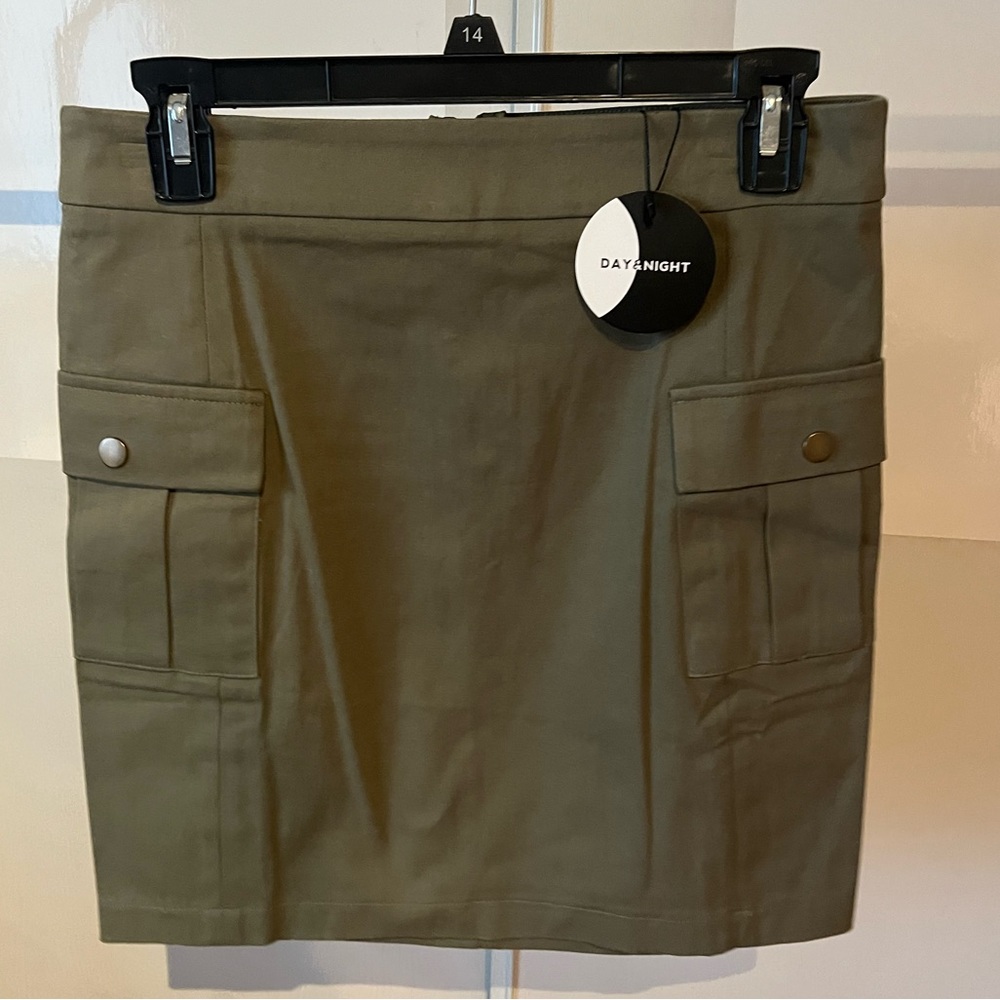 Olive green cargo mini skirt